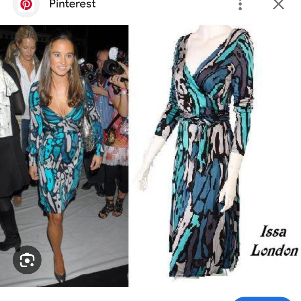 Issa, A Designerer, Long Favored By Princess Kate, Designed Teal and Black Dress